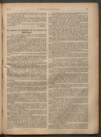 Février 1925 - La Fédération balkanique
