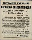 Dépêche télégraphique : Le général de Cissey est établi de la gare Montparnasse à l'Ecole Militaire