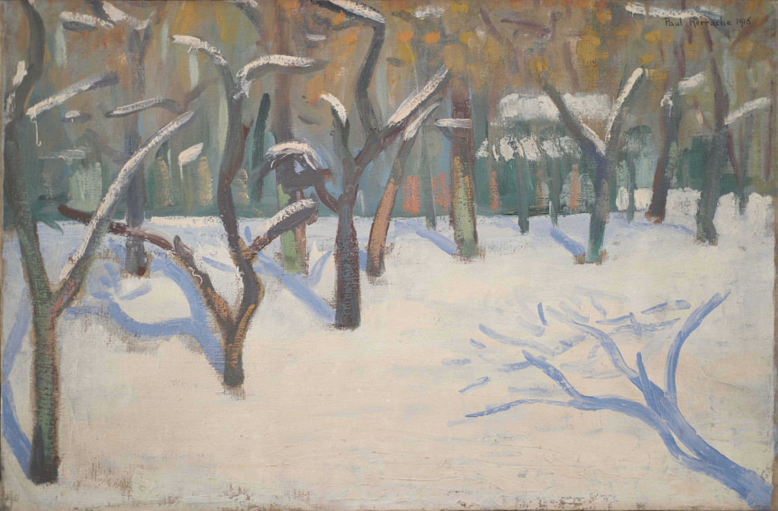 Peinture d'arbres sous la neige