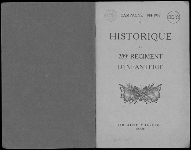 Historique du 289ème régiment d'infanterie