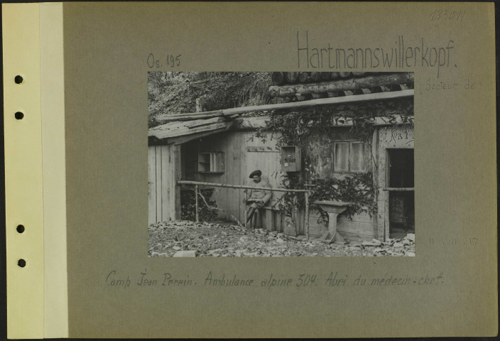 Hartmannswillerkopf (Secteur de). Camp Jean Perrin. Ambulance alpine 304. Abri du médecin-chef