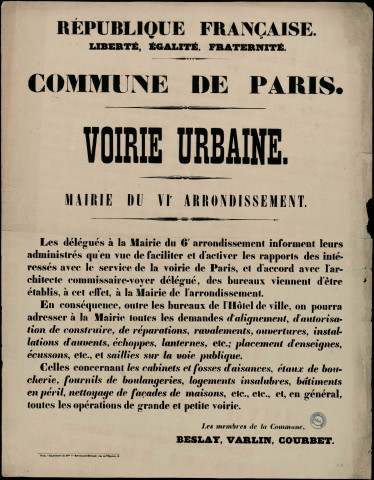 Commune de Paris : Voirie urbaine