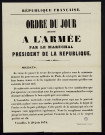 Ordre du jour adressé à l'Armée par le maréchal Président de la République