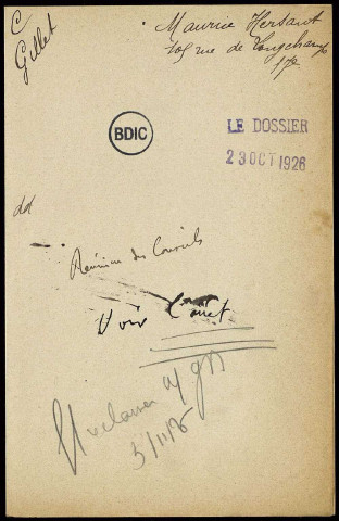 Documents postérieurs au rejet de la réhabilitation. 13 avril 1926 au 29 janvier 1927.- 8p.