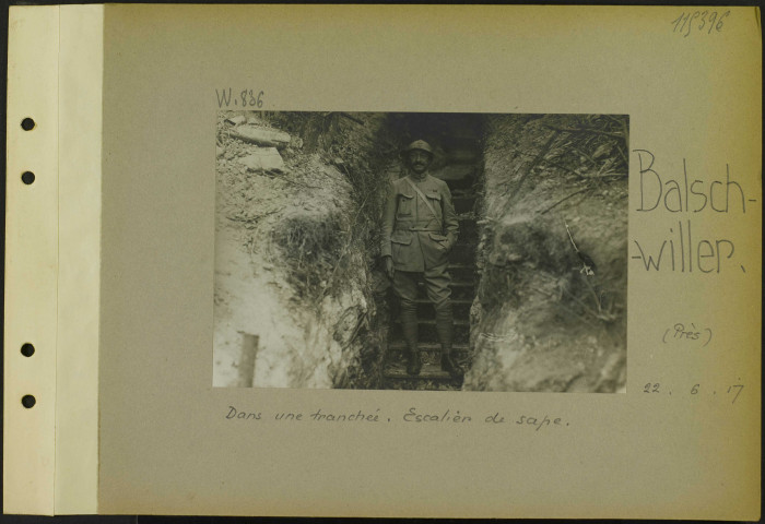 Balschwiller (Près). Dans une tranchée. Escalier de sape