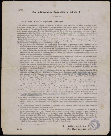 Die militärischen Requisitionen betreffend