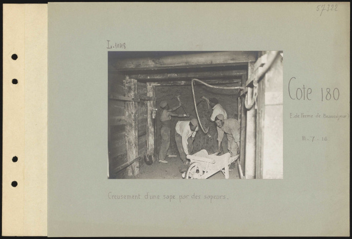Cote 180 (est de Ferme de Beauséjour). Creusement d'une sape par des sapeurs