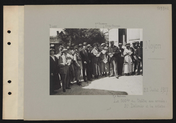 Noyon. La 500e du théâtre aux armées : M. Dalimier et les artistes