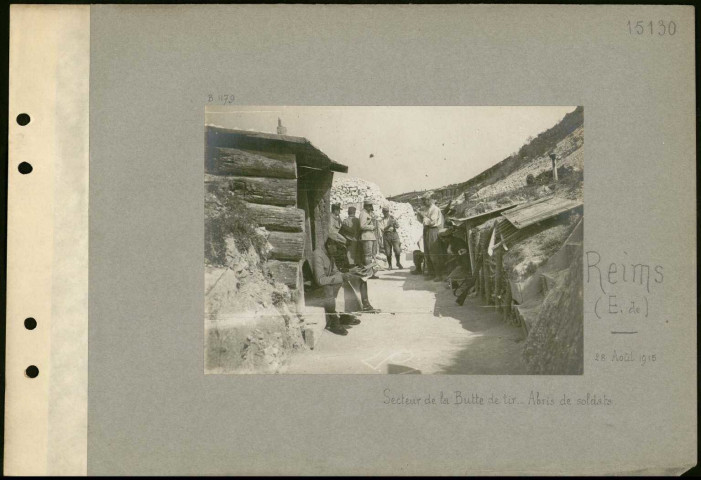 Reims (Est de). Secteur de la butte de Tir. Abris de soldats