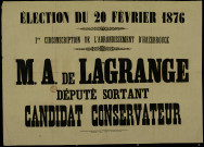 1re circonscription de l'arrondissement d'Hazebrouck : M. A. de Lagrange