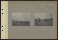 Cortil-Mozet (nord de Fosse). Pendant la bataille de Charleroi, le 22 août 1914 vers 10 heures, le général Comby, commandant la 37e DI, et son EM, après une avance de la division, examinent la Vallée de la Sambre qu'il faut enlever