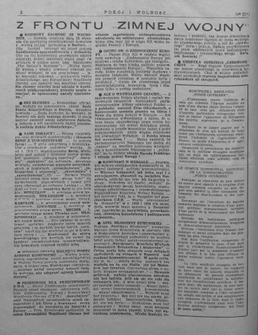 Pokoj i Wolnosc (1954 : n°1-21)  Sous-Titre : Biuletyn sekcji polskiej "Paix et Liberté"  Autre titre : Bulletin de la section polonaise "Paix et Liberté
