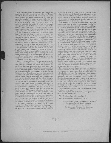 Lettre à Tscheidzé, Président du Conseil des Ouvriers et Soldats de Petrograd