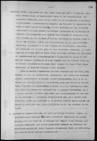 Séance du Conseil supérieur de guerre le 22 janvier 1919 à 11h. Sous-Titre : Conférences de la paix
