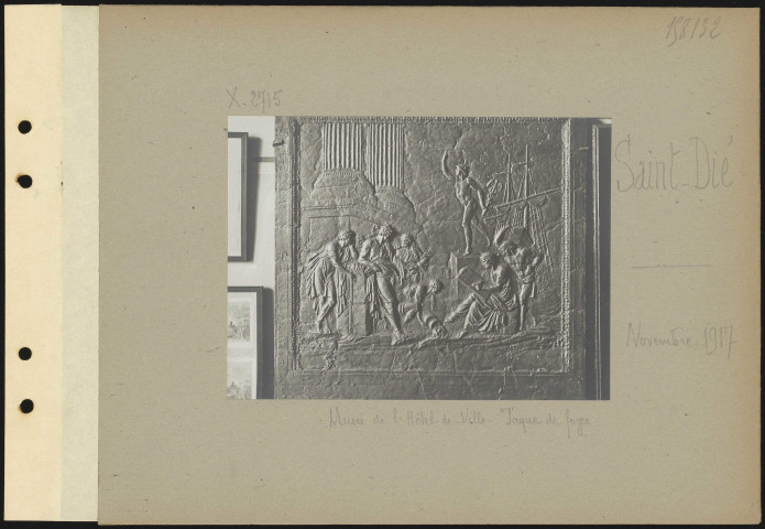Saint-Dié. Musée de l'hôtel-de-ville. Taque de foyer