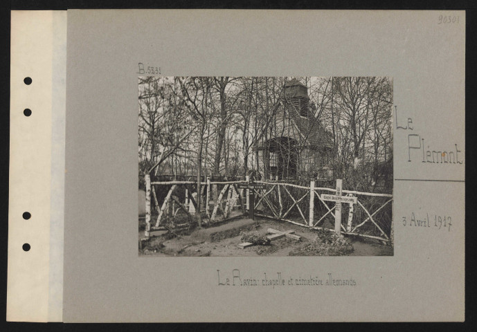 Le Plémont. Le ravin : chapelle et cimetière allemands