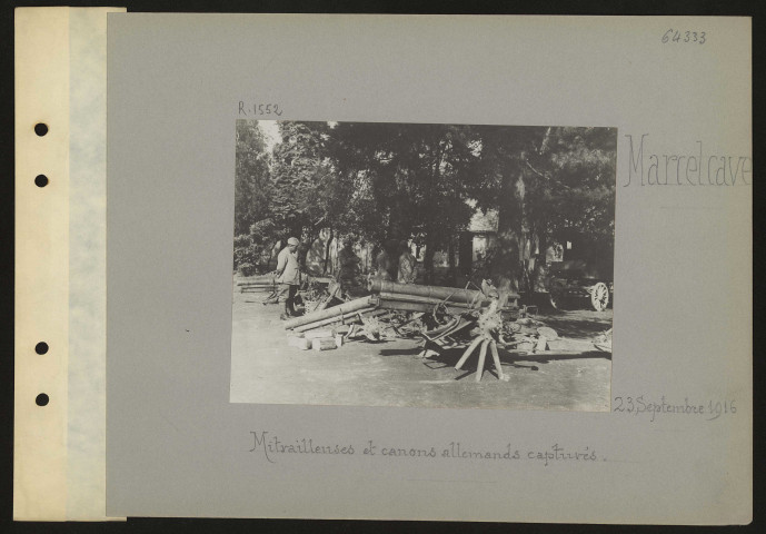 Marcelcave. Mitrailleuses et canons allemands capturés