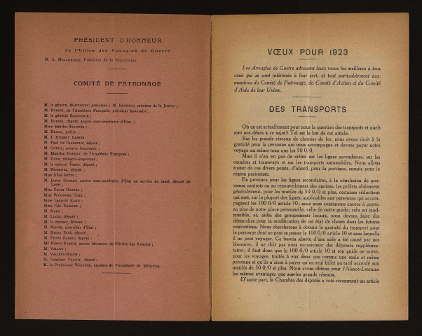 Année 1923 - Bulletin mensuel de l'Union des aveugles de guerre et journal des soldats blessés aux yeux