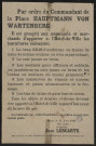 Par ordre du commandant de la place Hauptmann von Wartenberg : il est prescrit aux négociants et marchands d'apporter &amp; les fournitures suivantes