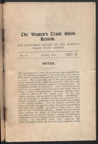 Année 1915. Women's Trade Union review
