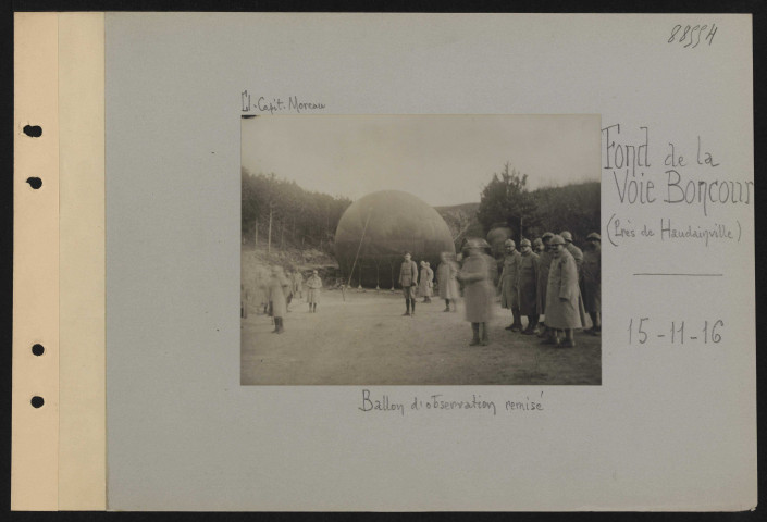 Fond de la Voie Boncour (près d'Haudainville). Ballon d'observation remisé