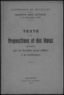 Conférence de Bruxelles sur la Société des Nations, 1er-3 décembre 1919. Sous-Titre : Texte des Propositions et des voeux présentés par les sociétés ayant adhéré à la Conférence