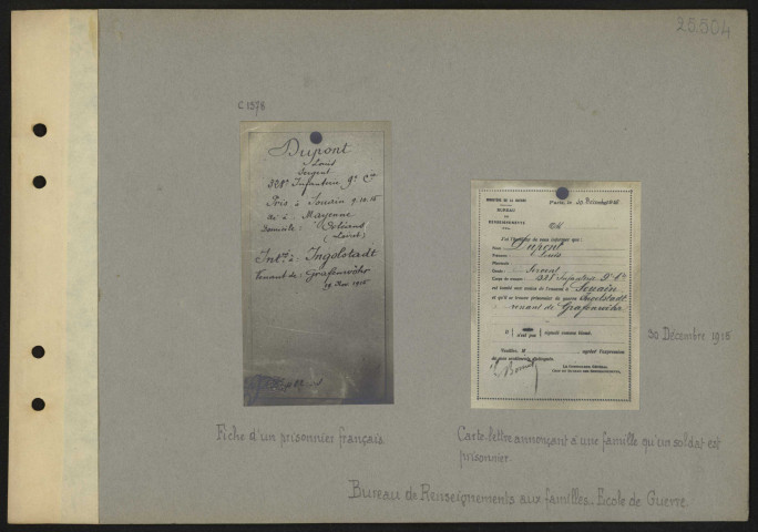 Fiche d'un prisonnier français