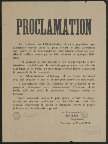 En l'administration et la population...amp; prend la peine d'obéir...amp; aux ordres de la Commandantur