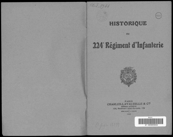 Historique du 224ème régiment d'infanterie