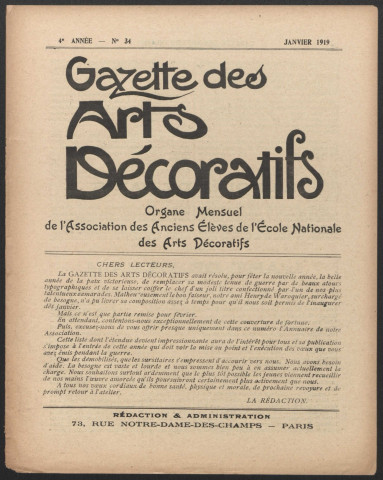 Gazette des arts déco - Année 1919 fascicule 34-39/40