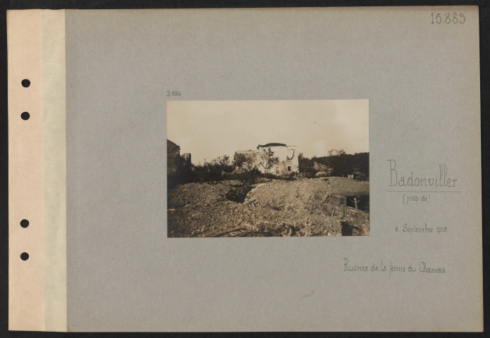 Badonviller (environs de). Ruines de la ferme du Chamois