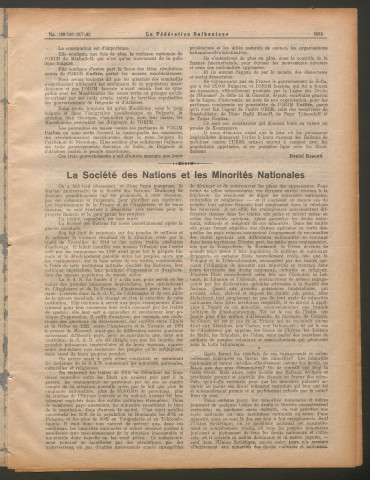 Mars 1930 - La Fédération balkanique