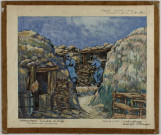 Après-midi calme devant la ferme d'Hurtebise. Observateurs. Tranchées de Vailly, plateau de Craonne (Aisne), Bât. G.3 Sect. 2ème étranger, mars 1915