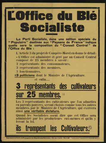 L'Office du blé socialiste