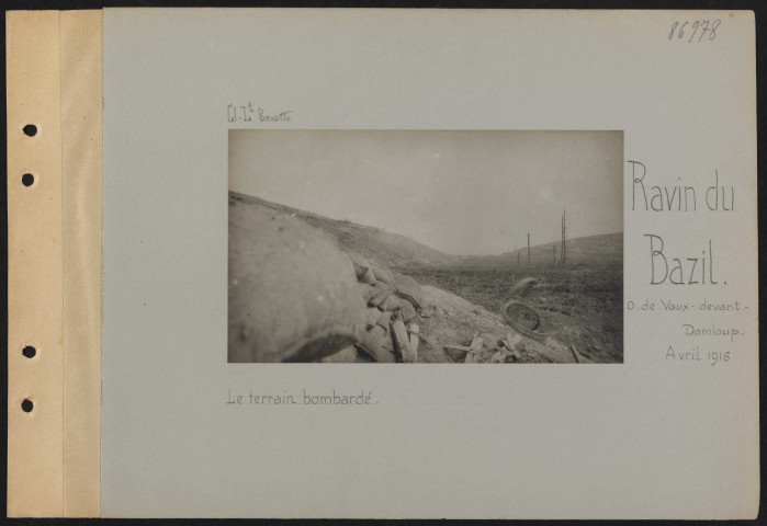 Ravin du Bazil (ouest de Vaux-devant-Damloup). Le terrain bombardé