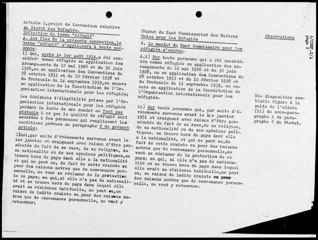 Concordance des textes et propositions. 21 mai-2 juin 1951