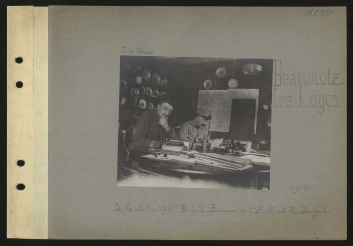Beaumetz-lès-Loges. QG de la 175e BIT. Bureau de l'EM de la brigade