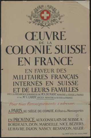 Œuvre de la colonie suisse en France en faveur des militaires français internés