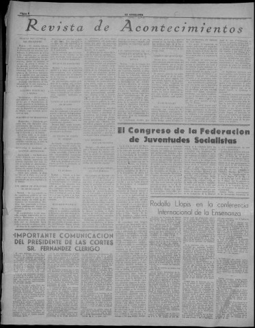 El socialista (1946 : n° 5316-5340). Sous-Titre : organo oficial del Partido obrero español y portavoz de la U.G.T. [puis] boletín de información. Editado por el P.S.O.E. en Francia [puis] organo del P.S.O.E. y portavoz de la U.G.T