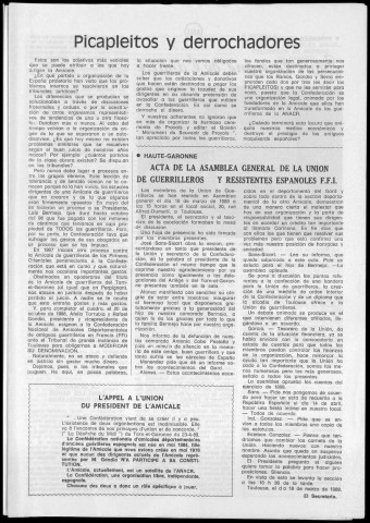 Monument du souvenir de Prayols (1989 : n° 9). Sous-Titre : organe de la Confédération d'Amicales Départementales d'Anciens Guerilleros Espagnols en France (F.F.I.)