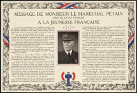 Message de monsieur le maréchal Pétain chef de l'Etat français à la jeunesse française