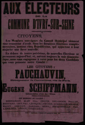 Commune d'Ivry-sur-Seine : Nous vous engageons à voter pour Pauchauvin Schiffmann
