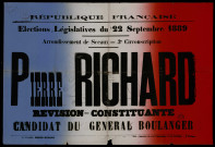 Élections législatives Arrondissement de Sceaux : Pierre Richard Candidat du Général Boulanger