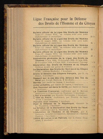 Octobre 1905 - Bulletin officiel de la Ligue des Droits de l'Homme