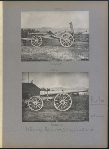 Harfleur. Artillerie de siège. Matériel de 150 mm L à tir rapide, modèle S.C. numéro 2. Voiture-affût