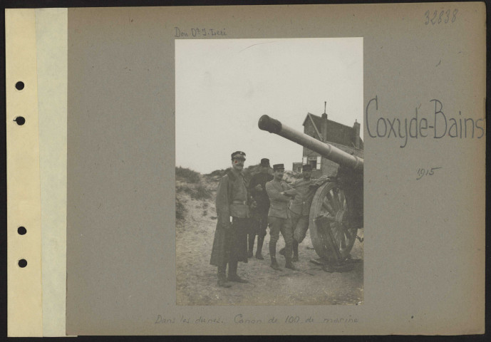Coxyde-Bains. Dans les dunes. Canon de 100 de marine
