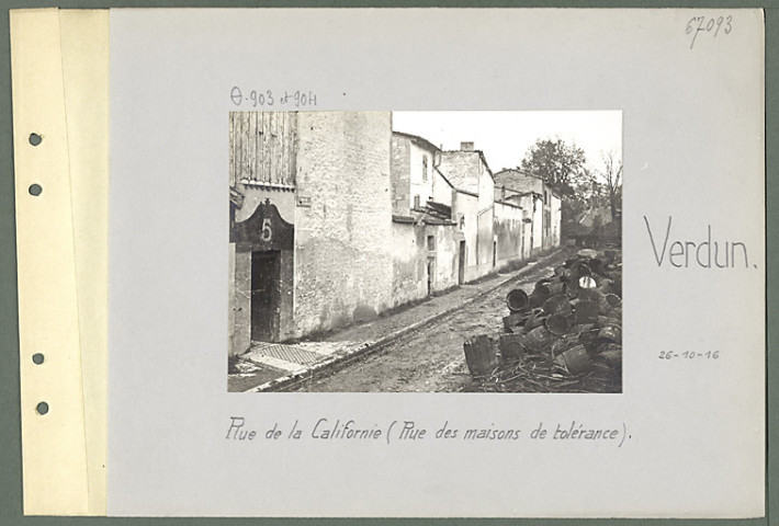 Verdun. Rue de la Californie (la rue des maisons de Tolérance)