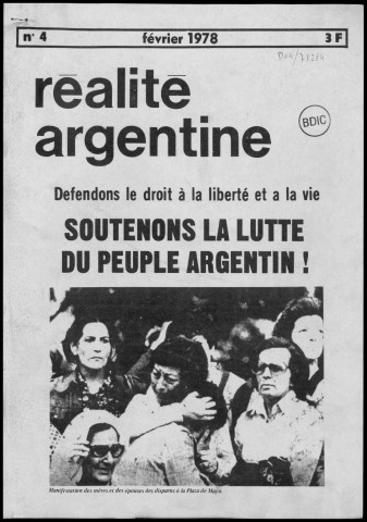 Organisations argentines en France : documents.