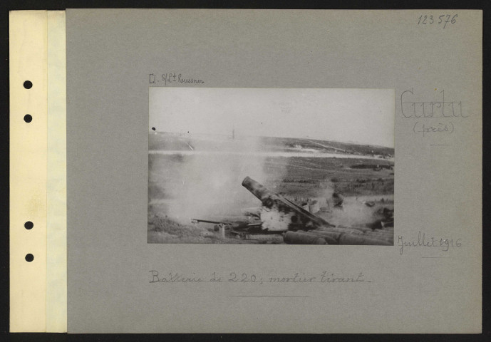 Curlu (près). Batterie de 200 ; mortier tirant