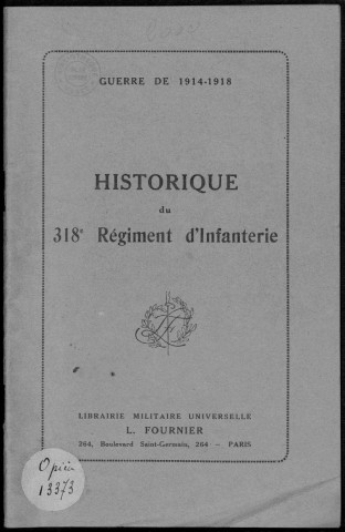 Historique du 318ème régiment d'infanterie
